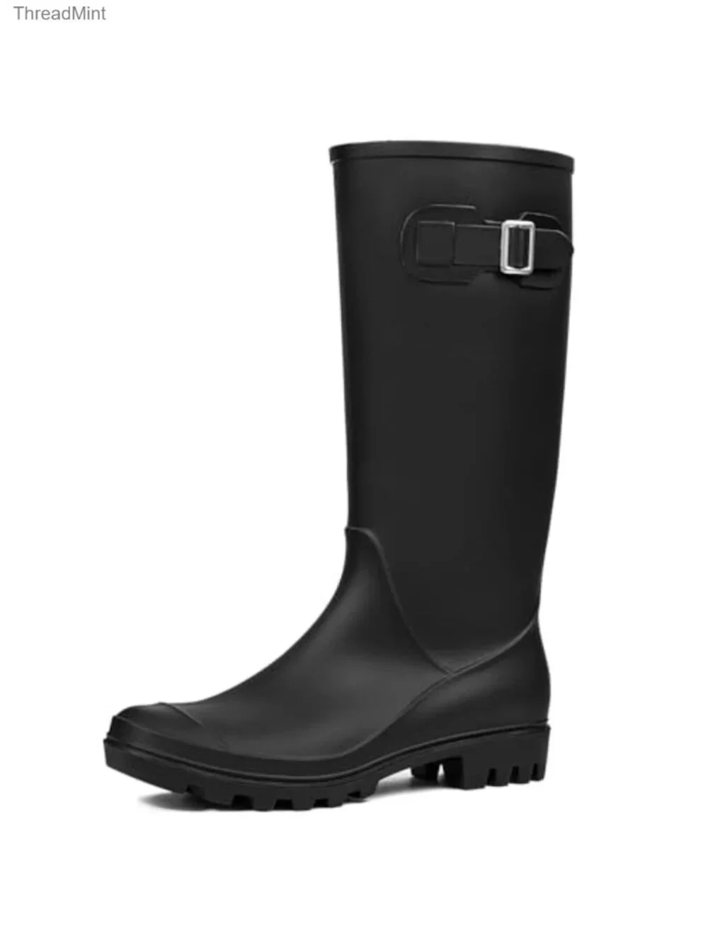 Tall Waterproof PVC Rain Boots Knee High with Buckle